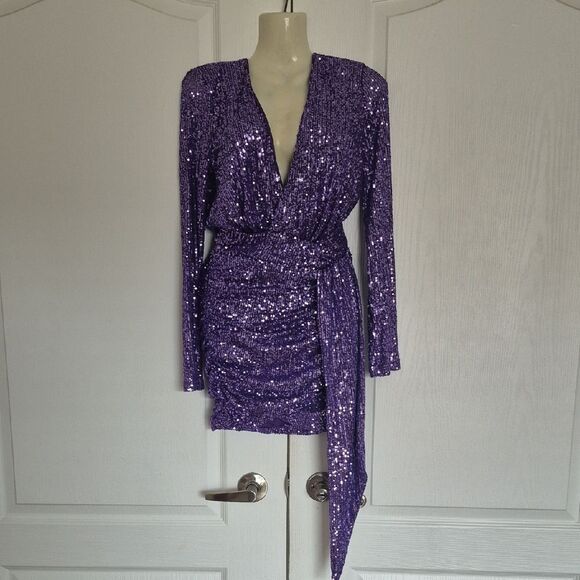 Fashion Nova Purple Sequin Glam Dress - Picture 1 of 16